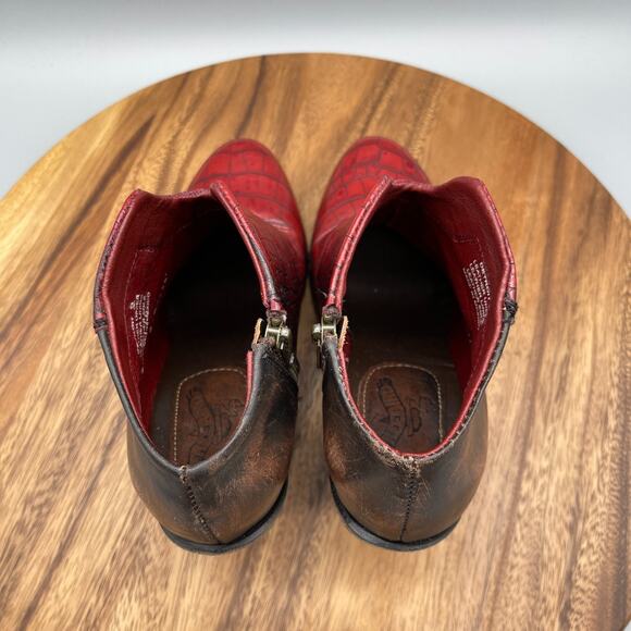 Freebird by Steven Detroit Boots Womens Size 9 Red Two Tone Distressed Leather - Picture 5 of 8